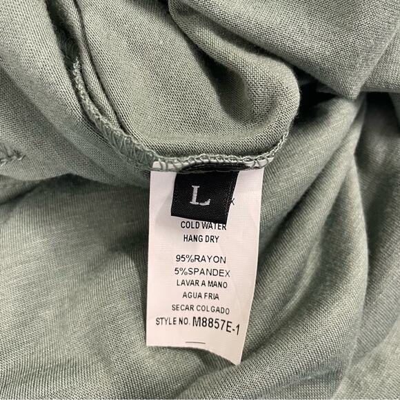 Sage Green Scoop Neck T-shirt Dress rayon spandex lightweight travel Size Large - Picture 4 of 9